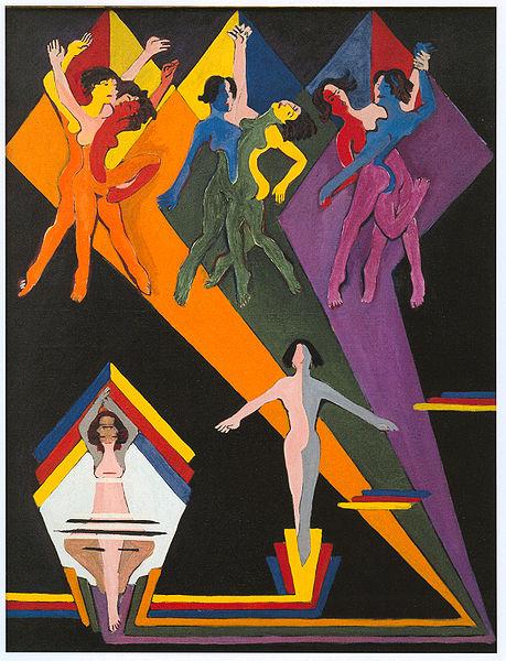 Ernst Ludwig Kirchner Dancing girls in colourful rays